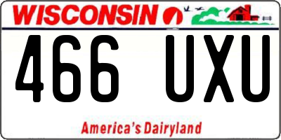 WI license plate 466UXU