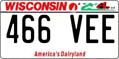 WI license plate 466VEE