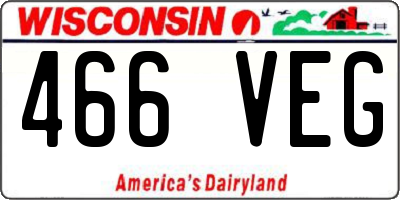 WI license plate 466VEG