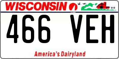 WI license plate 466VEH