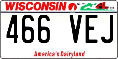 WI license plate 466VEJ