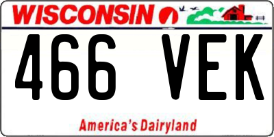WI license plate 466VEK