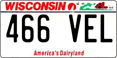 WI license plate 466VEL