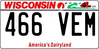WI license plate 466VEM