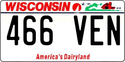 WI license plate 466VEN