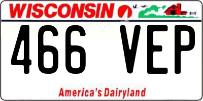 WI license plate 466VEP