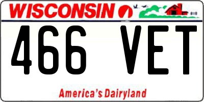 WI license plate 466VET