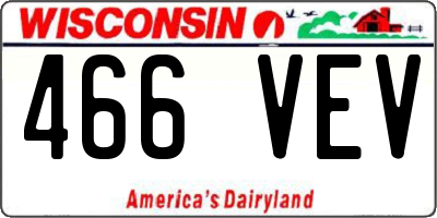 WI license plate 466VEV