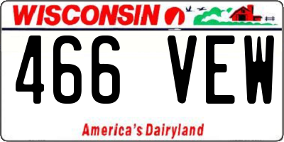 WI license plate 466VEW