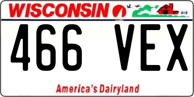 WI license plate 466VEX