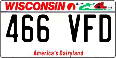 WI license plate 466VFD