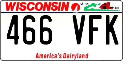 WI license plate 466VFK