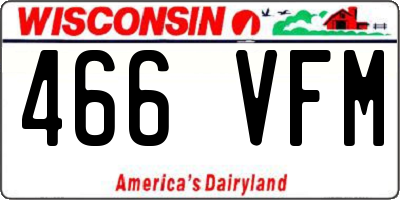 WI license plate 466VFM