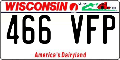 WI license plate 466VFP