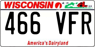 WI license plate 466VFR