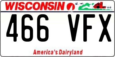 WI license plate 466VFX