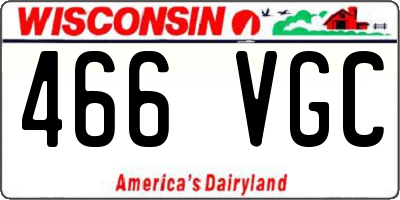WI license plate 466VGC