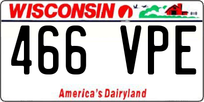 WI license plate 466VPE