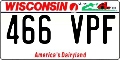 WI license plate 466VPF