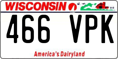 WI license plate 466VPK