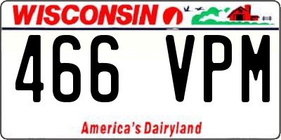 WI license plate 466VPM