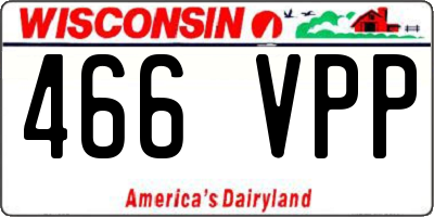 WI license plate 466VPP