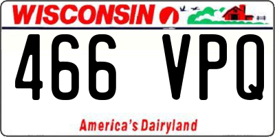 WI license plate 466VPQ
