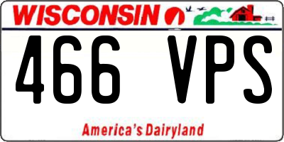 WI license plate 466VPS