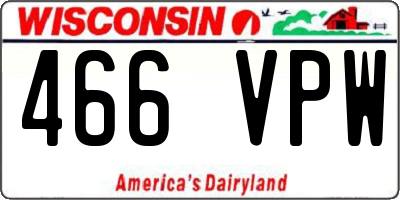 WI license plate 466VPW