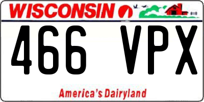 WI license plate 466VPX