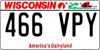 WI license plate 466VPY