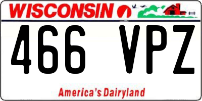 WI license plate 466VPZ