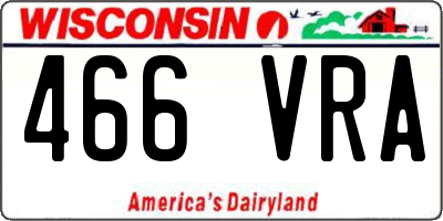 WI license plate 466VRA