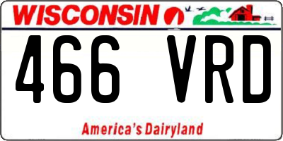 WI license plate 466VRD