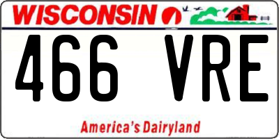 WI license plate 466VRE