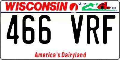 WI license plate 466VRF