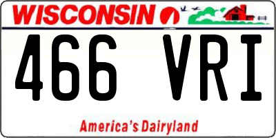 WI license plate 466VRI