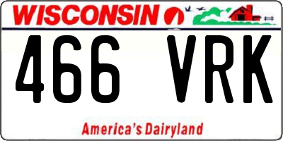 WI license plate 466VRK
