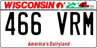 WI license plate 466VRM