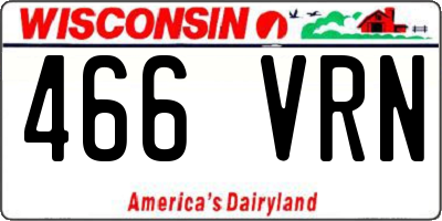 WI license plate 466VRN