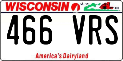 WI license plate 466VRS