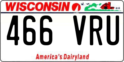 WI license plate 466VRU
