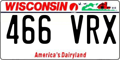 WI license plate 466VRX