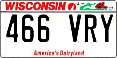 WI license plate 466VRY