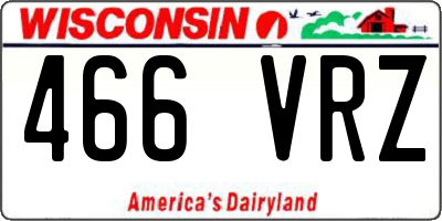 WI license plate 466VRZ