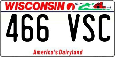 WI license plate 466VSC