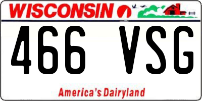 WI license plate 466VSG