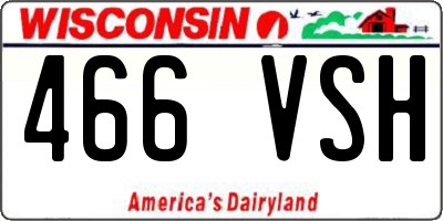 WI license plate 466VSH