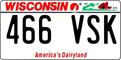 WI license plate 466VSK