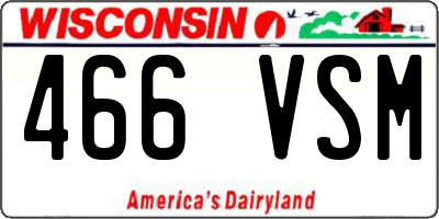 WI license plate 466VSM